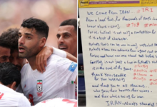 منتخب-إيران-يوجه-رسالة-مؤثرة-من-غرفة-الملابس-بعد-التعادل-مع-مصر-في-كأس-العالم
