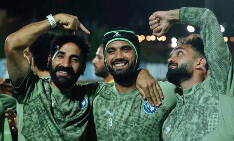 واقي-الرأس-يحمي-محمود-مرعي-في-تدريبات-بيراميدز-قبل-مواجهة-الشرقية-إنبي